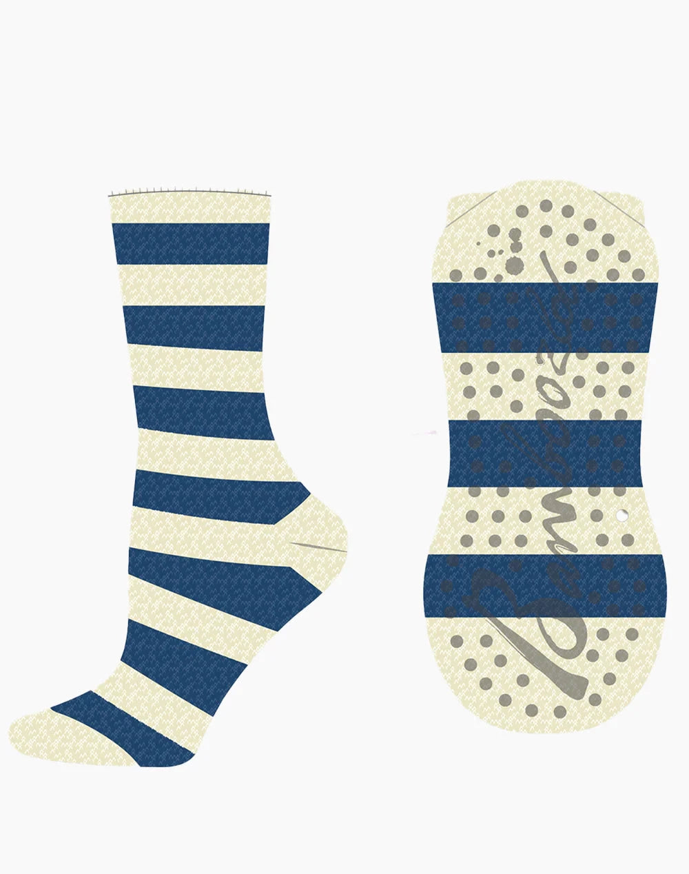 NAVY STRIPE WOMENS LUXE BAMBOO BED SOCK